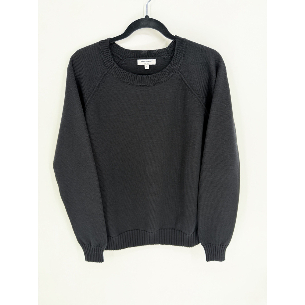 Emerson Fry 100% Wool Black Sweater Size Small Made In USA Tuckernuck Evereve S